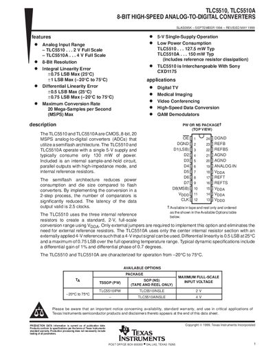 Texas Instruments TLC5510/TLC5510A Datasheet