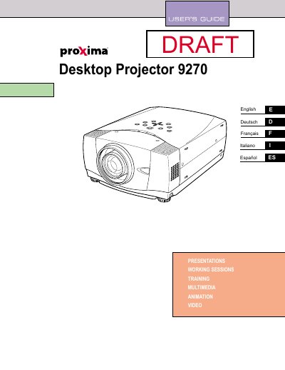 Proxima DP9270 Desktop Projector User Manual - cover page