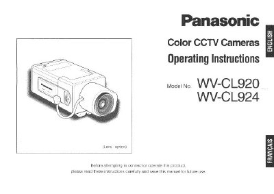 Panasonic WV-CL920/WV-CL924 Color CCTV Camera Operating Instructions