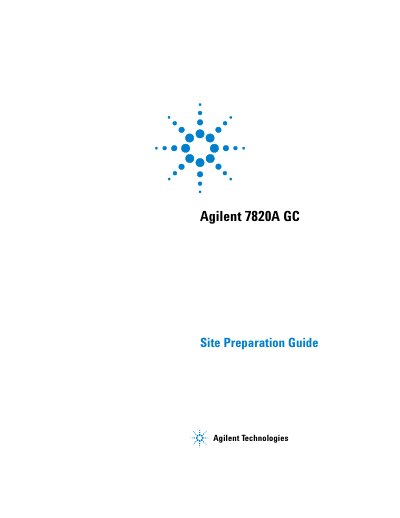 Agilent 7820A GC Site Preparation Guide - cover page