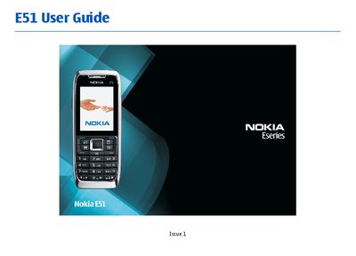 Nokia E51 User Guide - cover page