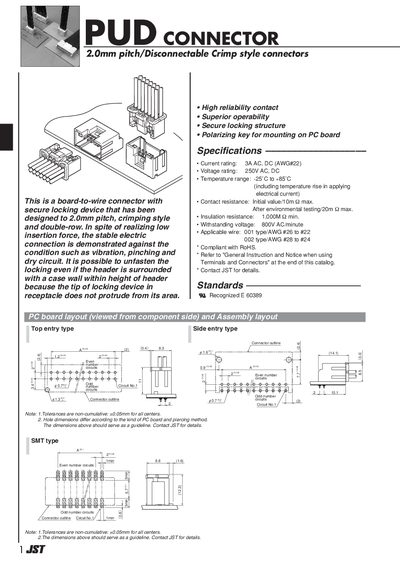 JST PUD Connector Product Leaflet - cover page
