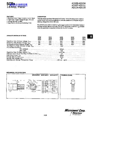 Microsemi Corp AD100/AD104/AD107/AD111/AD114/AD118 handbook - cover page
