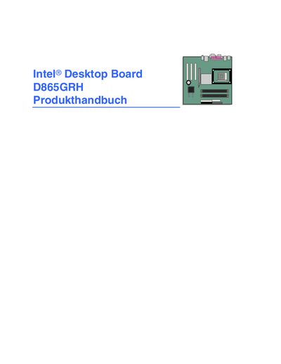 Intel D865GRH Desktop Board Product Handbook - cover page