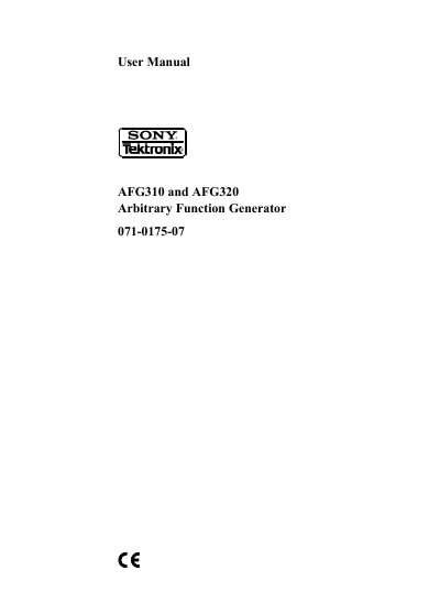 Tektronix AFG310/AFG320 Arbitrary Function Generator User Manual - cover page