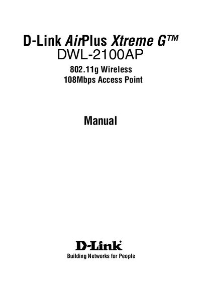 D-Link DWL-2100AP User Manual - cover page