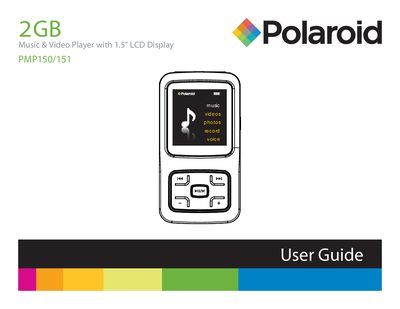 Polaroid PMP150/151 MP4 Quick Start Guide - cover page