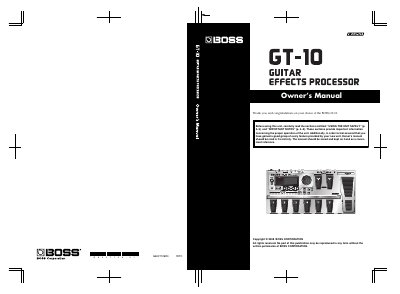 BOSS GT-10 Guitar Effects Processor Owner's Manual - cover page