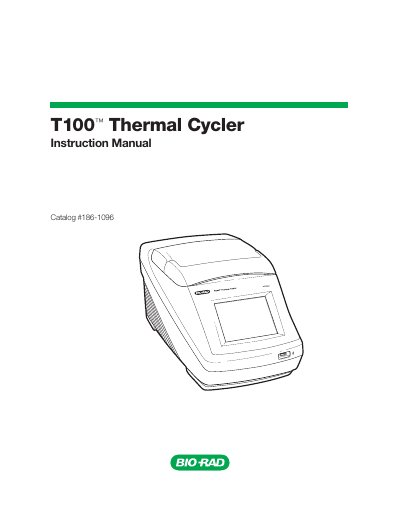Bio-Rad T100 Thermal Cycler Instruction Manual - cover page