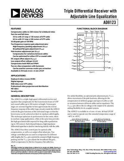 Analog Devices AD8123 Datasheet