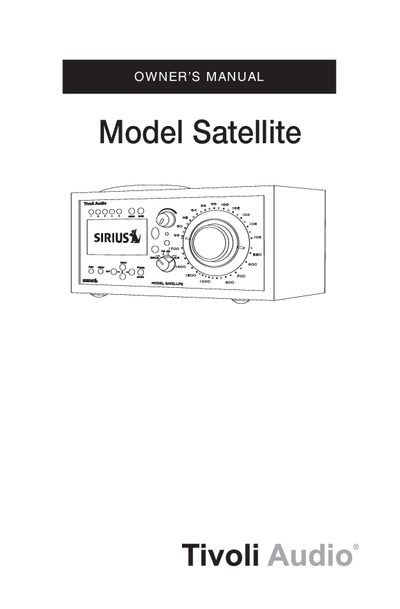 Tivoli Audio Satellite Table Radio Owner's Manual - cover page