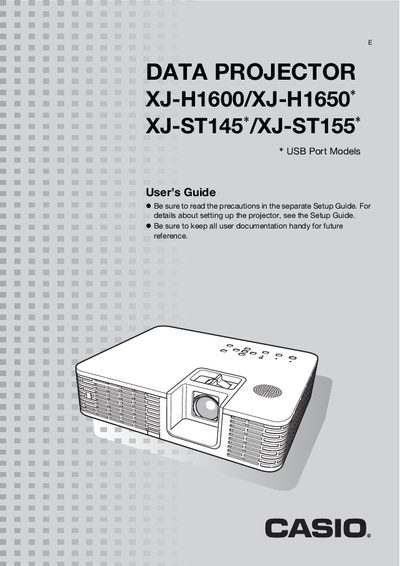 Casio XJ-H1600/XJ-H1650/XJ-ST145/XJ-ST155 Projector User Manual - cover page