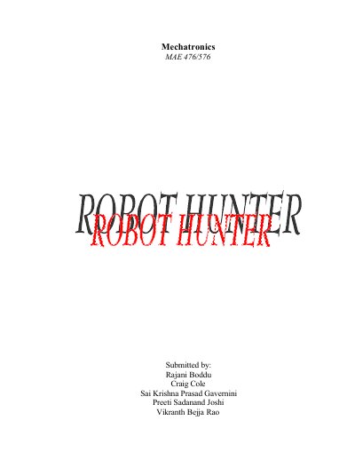 Robot Hunter Project Report MAE 476/576 - cover page