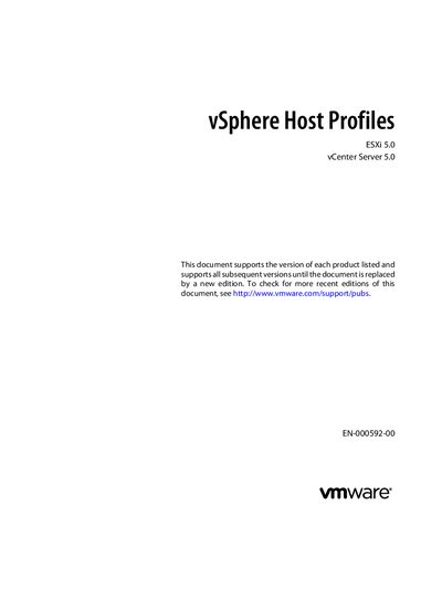 VMware ESXi 5.0 vCenter Server 5.0 Host Profiles User Guide - cover page