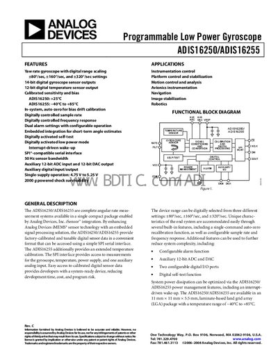 HDS-1250G ADIS16250 handbook - cover page