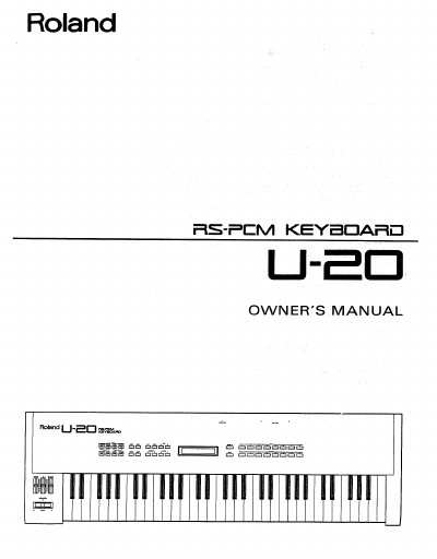 Roland U-20 RS-PCM Keyboard Owner's Manual - cover page