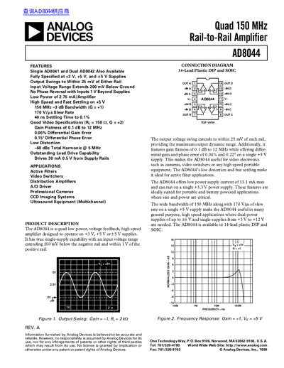 Analog Devices AD8044 Datasheet