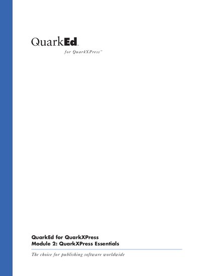 QuarkEd for QuarkXPress Module 2: QuarkXPress Essentials User Manual - cover page