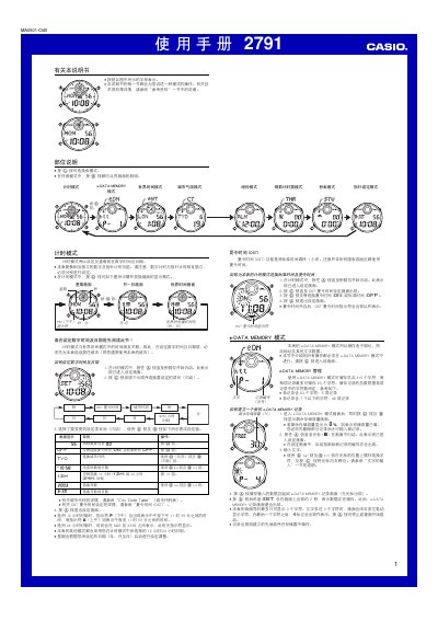 Casio 2791 User Manual - cover page