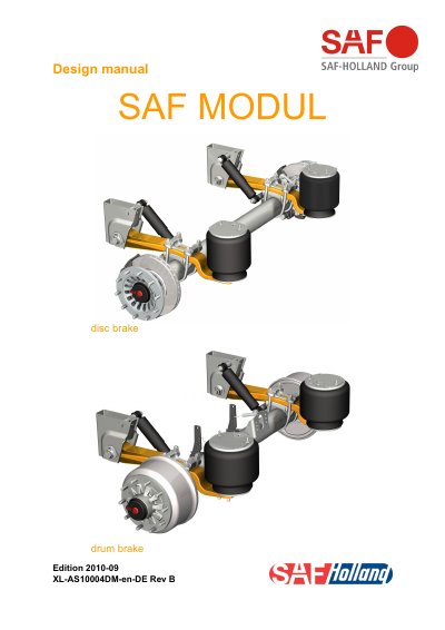 SAF-HOLLAND MODUL Disc Brake Drum Brake Design Manual - cover page