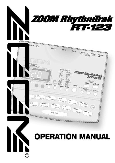 Zoom RhythmTrak RT-123 Operation Manual - cover page