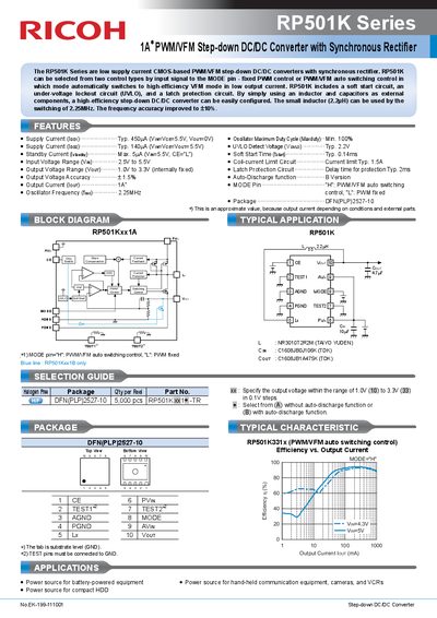 Ricoh RP501K Series Step-down DC/DC Converter Datasheet - cover page