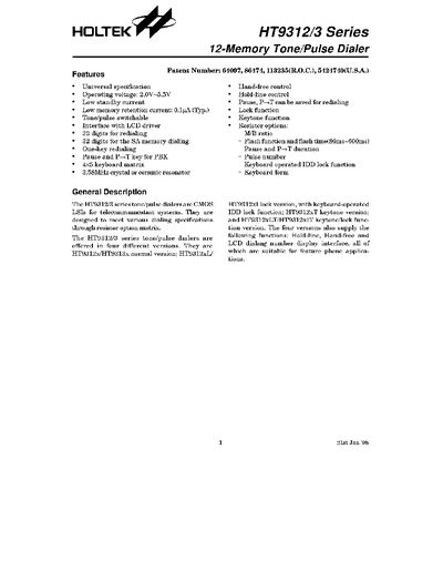 Holtek HT9312/3 Series Handbook - cover page