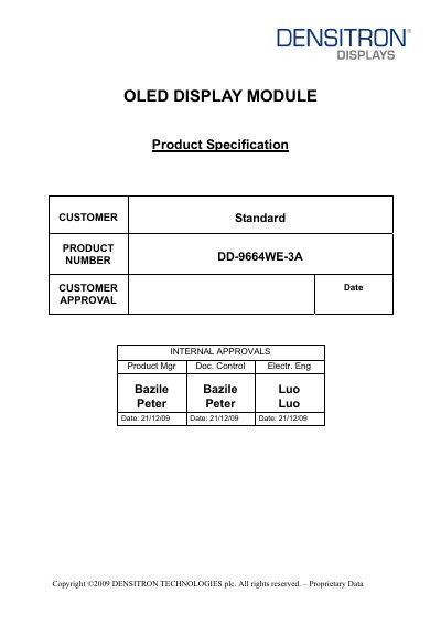 DENSITRON DD-9664WE-3A handbook - cover page