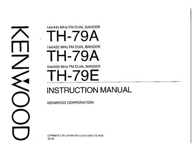 Kenwood TH-79A Dual Band Transceiver Instruction Manual - cover page
