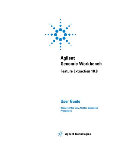Agilent Feature Extraction 10.9 User Guide