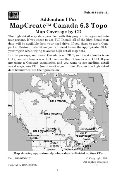 LEI MapCreate Canada 6.3 Topo Addendum I Map Coverage by CD - cover page