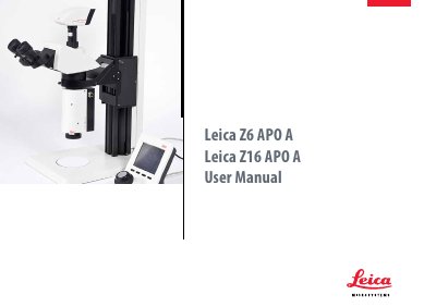 Leica Z6 APO A / Z16 APO A User Manual - cover page