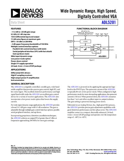 Analog Devices ADL5201 Datasheet - cover page