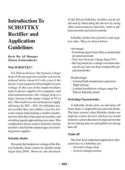Taiwan Semiconductor Schottky Rectifier Application Guidelines - cover page