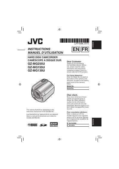 JVC Hard Disk Camcorder GZ-MG Series User Manual - cover page