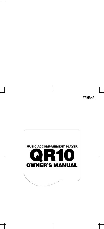 Yamaha QR10 Music Accompaniment Player Owner's Manual - cover page