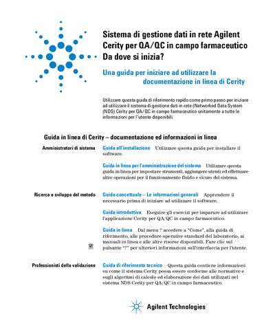 Agilent Cerity Pharmaceutical QA/QC Networked Data System Quick Start Guide - cover page