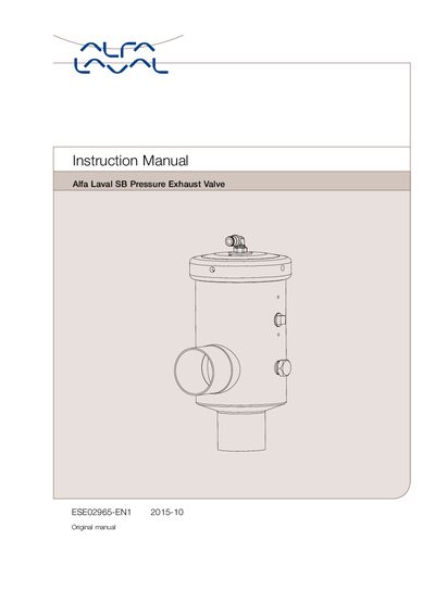 Alfa Laval SB Pressure Exhaust Valve Instruction Manual - cover page