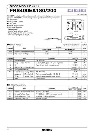 SanRex FRS400EA180/200 Datasheet - cover page