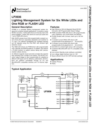 National Semiconductor LP3936 Lighting Management System Handbook - cover page