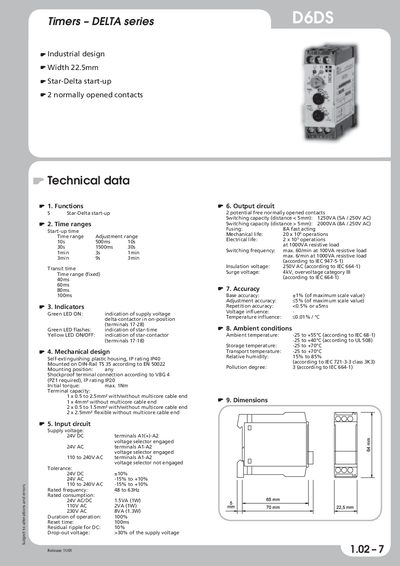 Timers D6DS Product Data Sheet - cover page