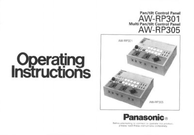 Panasonic AW-RP301 Multi Pan/Tilt Control Panel User Manual - cover page