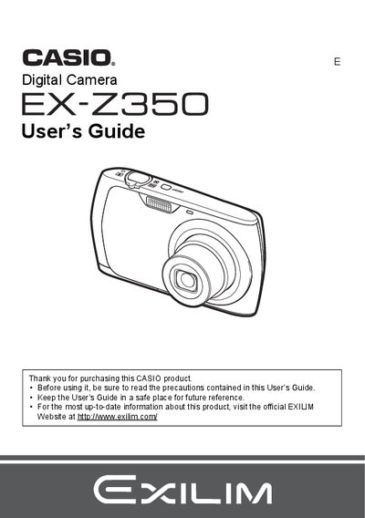 casio digital camera EX-Z350 User s Guide  - cover page