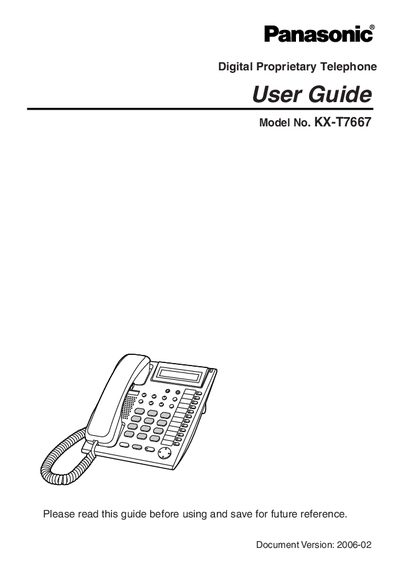 Panasonic KX‑T7667 Telephone User Guide - cover page
