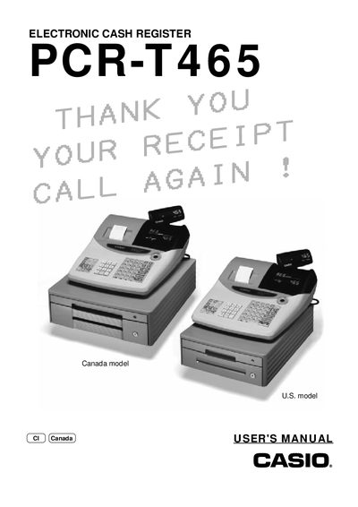 Casio PCR-T465 Cash Register User Manual - cover page