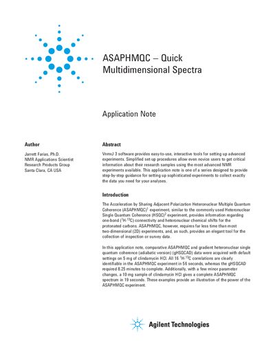 Agilent ASAPHMOC Application Note - cover page