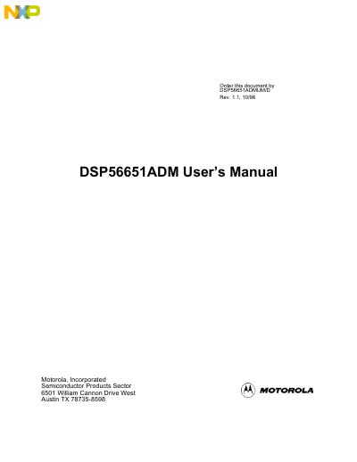 Motorola DSP56651ADM User's Manual - cover page