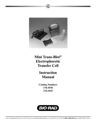Bio‑Rad Mini Trans‑Blot 170-3930/170-3935 Instruction Manual - cover page
