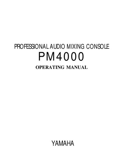 Yamaha PM4000 Professional Audio Mixing Console Operating Manual - cover page