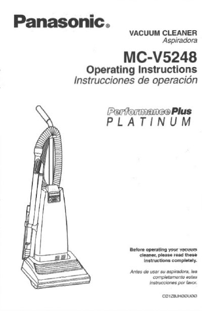 Panasonic MC-V5248 Vacuum Cleaner Operating Instructions - cover page